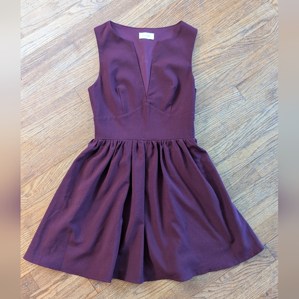 Elegant Plum Sleeveless Dress with Plunge Neckline